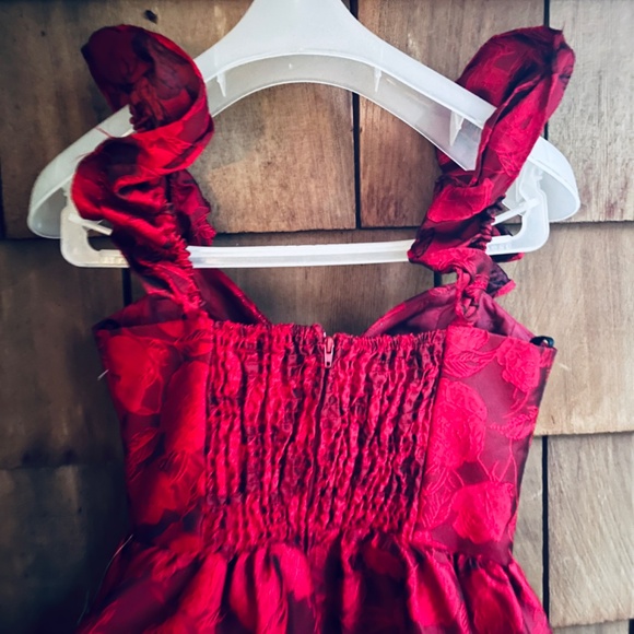 B Darlin 🌹 Juniors' Floral-Jacquard Fit & Flare Red Rose Dress 1/2 Prom Evening - Picture 12 of 15